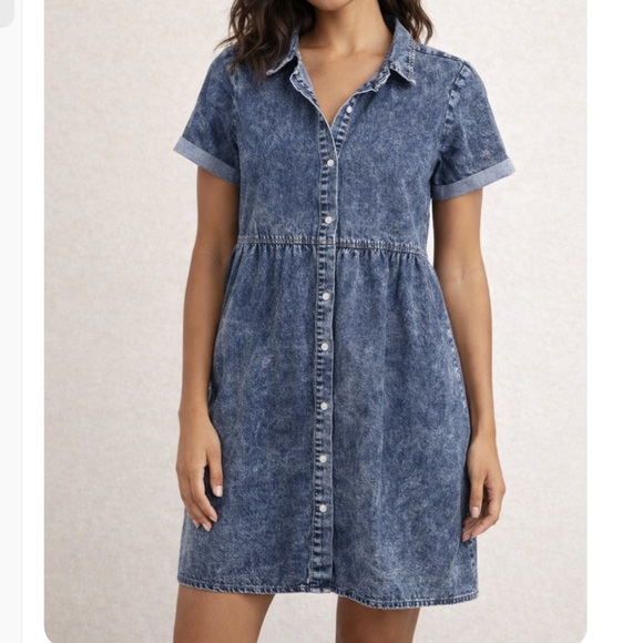Dresses & Skirts - Dress Denim Jean Button Down Blue Mini Medium